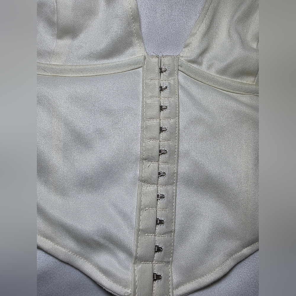 Windsor Corset Linen Blend Halter Top- Size Lg Ivory NWT - Picture 8 of 9